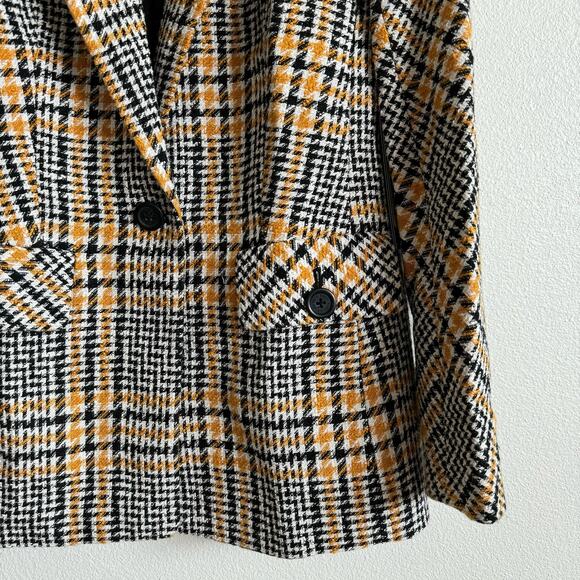 Karl Lagerfeld Paris Black Yellow Gingham Tweed Notch Lapel Blazer Women's 2 NWT - Picture 5 of 8